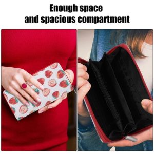 Strawberry Wallet Zipper Long Purse Coin Purse Credit Card Wallet for Women