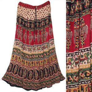 3X To 6X Plus Size Indian Ethnic Maxi Floral Long Skirt For Women Hippie Boho