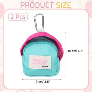 2Pcs Mini Coin Purse, 6.3″x3.5″ Cute Earphone Bag with Zipper, Cyan