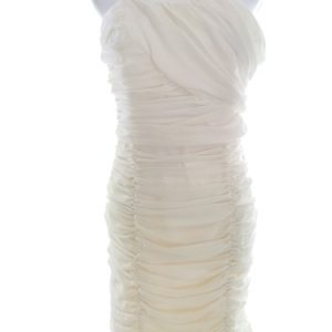 Cocktail Dress Ivory UK 12 Mini Sheath Strapless Chiffon Ruched Eva & Lola