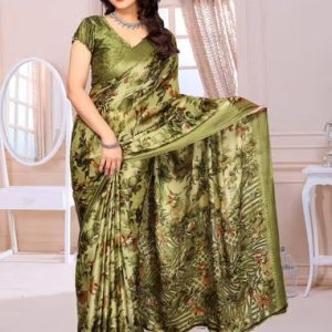Women’s Printed Silk Saree with Blouse Piece Office Festive Daily Wear