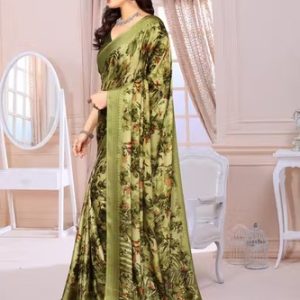 Women’s Printed Silk Saree with Blouse Piece Office Festive Daily Wear