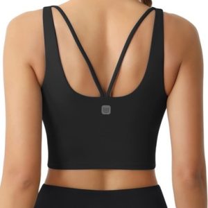 UUE sport bra for women (Black), workout Athletic Tops medium support yoga