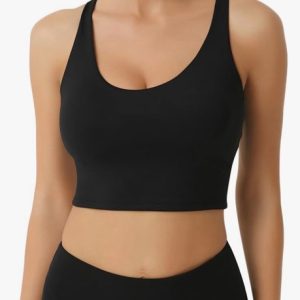 UUE sport bra for women (Black), workout Athletic Tops medium support yoga