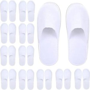 10 Pairs White Hotel Disposable Slippers Closed Toe Spa Guest Travel Bathroom UK
