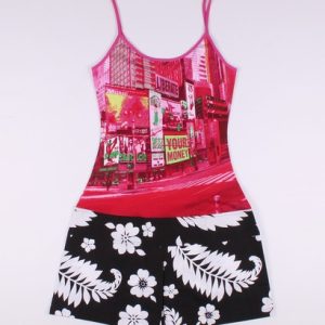 Rare Custo Barcelona Y2K Vintage Graphic Print Mini Cami Dress Size US 6