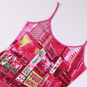 Rare Custo Barcelona Y2K Vintage Graphic Print Mini Cami Dress Size US 6