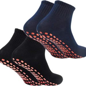 2 Pairs Womens Mens Non-slip Grip Socks ABS Sport Socks for Yoga Pilates Barre