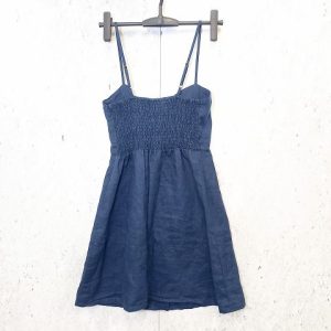 Faithfull The Brand RODEO Dress Front Ribbon Dress Linen Sundress Blue