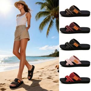 Women Summer Sandals With Arch Support Ladies Flat Orthopedic Slip On Slippers