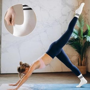 3 Pairs Women’s Pilates Grip Socks Non-Slip Crew Yoga Socks for Fitness Workouts