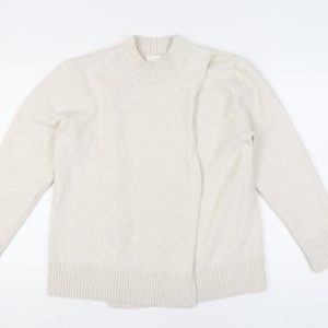 Womens H&M Size M Pullover Jumper Ivory Crew Neck Long Sleeve Casual