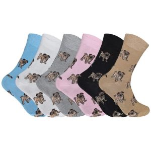 Ladies Pet Print Socks Cotton Rich Casual Dress Crew Socks for Work Office
