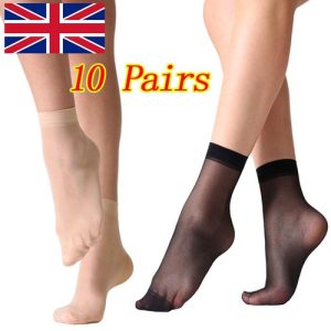 10 Pairs Ladies Ankle High Tights Pop Socks Comfort Top Silky Smooth