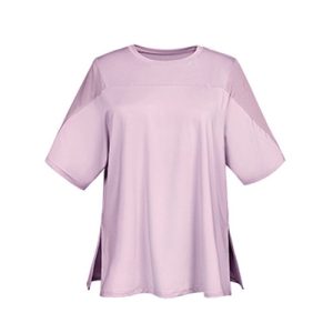 Women Mesh Patchwork Sport Short Sleeve Yoga Top Quick Dry Loose Running Shirt