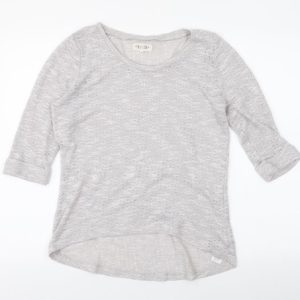 Womens New Look Size 14 Pullover Jumper Grey Round Neck Long Sleeve
