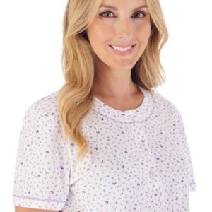 Slenderella Pyjama Set Ivory Small Ditsy Print Jersey PJ03142