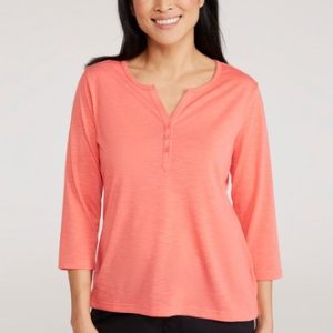 Mountain Warehouse Paphos Ladies Top UV Protect Breathable ¾ Sleeve Button Top