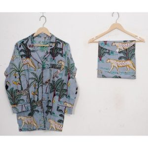 Indian 100%Cotton Hot Pant With Top & Pajama PJ Sets Nightwear Suit White Floral