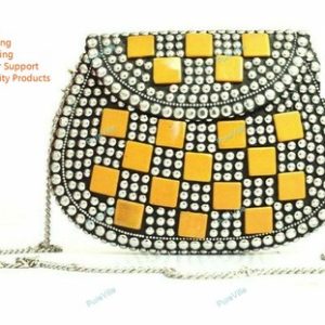 Women New Fashionable Clutch Sling Bag Meenakari Stone Hand Bag