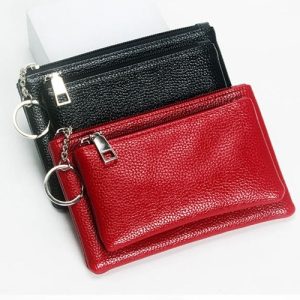 Zipper Slim Wallet PU Leather Credit Card Holder Fashion Clutch
