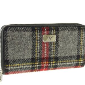 “Harris Tweed ‘Staffa’ Long Zip Purse | Grey Dogtooth | Stylish Scottish Design