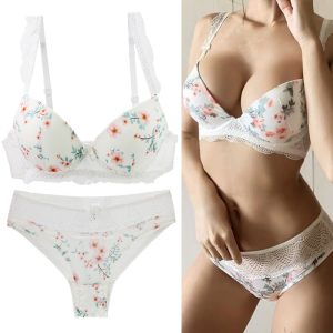 Women’s Sexy Floral Lace Padded Push Up Underwire Bra Sets knickers Lingerie Set