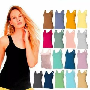 Pack of 1 Women Ladies Scoop Neck Sleeveless Long Stretch Plain Vest T-shirt Top