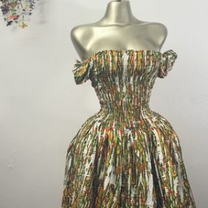 Off Smocked Maxi Dress Ankara Rave Boho Summer  Long Casual Y2K UK 6 8 10 12 14