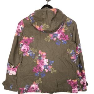 Joules Coast Print Rain Jacket Size 8 Women’s Khaki Floral Waterproof Breathable