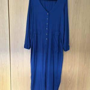 Boho Navy Blue Soft Cotton Jumpsuit/Overalls With Pockets Size 12