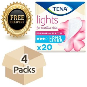 Lights by TENA  – Long Liners – 4 Packs of 20 Pads For Women…..