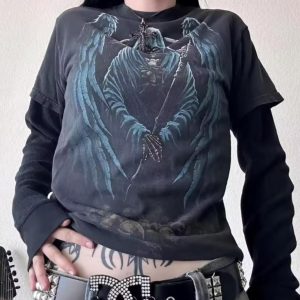 grail find – barely worn y2k grunge top – affliction style devil longsleeve