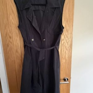 Button Up Sleeveless Coat Dress with Pockets