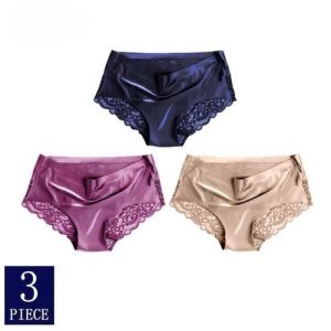 3 PIECE Satin Lace Hipster Full Coverage 3 Pack Soft Panties Lingerie Lot