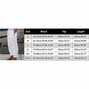 Plus Size Ladies Cotton Linen Casual Long Pants Womens Solid Straight Trousers