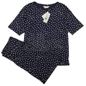 Ladies Pyjama Set Loungewear ex M S Cotton Modal Top Bottom Dotty New UK Size
