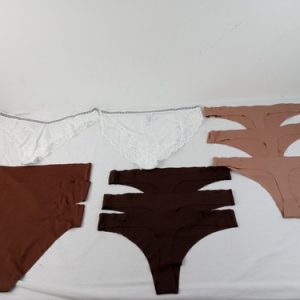 M&S Womens 11pcs Underwear Size 20 Seamless Lace Briefs Thongs White Brown Beige