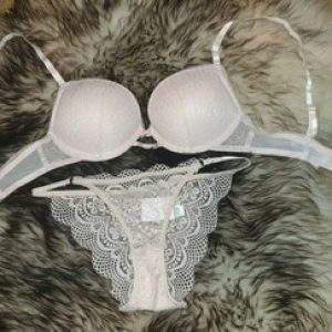 2 Cup Sizes Bigger Mega Push Up Bra Set Lace Pink Maximise Boost 32 C XS 8 6 NEW