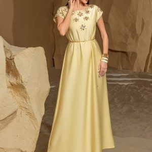 Muslim Women Short Sleeve Long Dress Abaya Kaftan Rhinestone Evening Party Gown