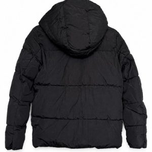 ONLY Womens Black Puffer Jacket Size M UK 12-14 Hooded Winter Coat