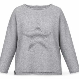 Womens Preworn Size M UK ” Pullover Jumper Grey Round Neck Long Sleeve Star