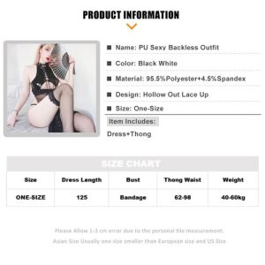 Women Sexy Lingerie Leather Costumes Cheongsam Uniform Cosplay Gowns Night Dress