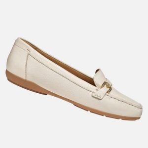 Geox Annytah Moc Women Leather Loafers In Papyrus – Size UK 7.5 – New Boxed