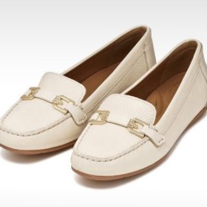 Geox Annytah Moc Women Leather Loafers In Papyrus – Size UK 7.5 – New Boxed
