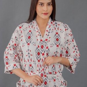 Cotton Robe Long Kimono Sleepwear Indian White Uzbek Night Suit Kimono Dress US