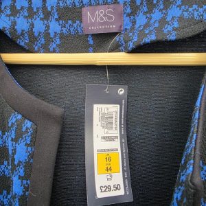 M&S Collection Blue Black Check Jersey Jacket Blazer UK 16 New Tags r.r.p £30
