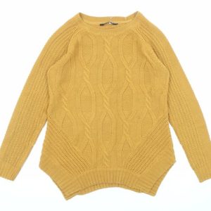 Womens Select Size 8 UK ” Pullover Jumper Yellow Round Neck Long Sleeve