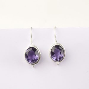 Iolite Gemstone 925 Sterling Silver Dainty Earrings1.24″ Women Jewelry For Gift