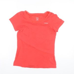 Womens Reebok Size XS Basic T-Shirt Red Solid Scoop Neck Short Sleeve Activewear